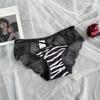Transfronteiriço Novo Sexy Respirável Renda Estampa de Zebra Roupa Íntima Feminina Vazada T-string Elástico Cintura Baixa Fio Dental 204