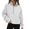 Moletom esportivo com zíper parcial, bolso, gola alta e fleece, unissex, outono e inverno 2026, transfronteiriço europeu e americano, manga longa, confortável e casual