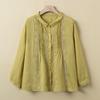 Camisa Bordada para Abuela de Mediana Edad y Anciana para Mujer Top Vintage de Algodón y Lino Camisa Casual Holgada Primavera y Verano 2025 Nueva Llegada