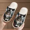 Suministro Exclusivo Transfronterizo de Pantuflas de Algodón con Estampado de Vaca de las Tierras Altas para Hombre, Pantuflas de Pareja para Otoño e Invierno, Pantuflas de Pod Transfronterizas Jit de una Pieza Dropshipping