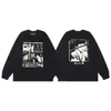 Melancolía Rico Segunda Generación Erd Boceto Graffiti Transfronterizo Nueva Moda Urbana Marca Casual Holgada Camiseta de Manga Larga con Estampado para Otoño