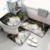Juego de tres piezas para baño y WC Amazon transfronterizo, alfombrilla absorbente para suelo de baño, alfombrilla decorativa para WC de mármol de franela