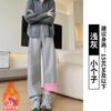 Calça Esportiva Americana Feminina Outono e Inverno Nova Calça com Forro de Fleece Casual Solta Calça de Perna Larga Calça Reta Preguiçosa para Homens Baixos