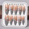 Unhas Postiças Azuis Longas Estilo Gatinho Francês Usáveis Atacado Estilo Ins Unhas Postiças Usáveis Unhas Postiças de Luxo Usáveis