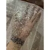 Hilo de Lentejuelas Plateadas Hilo de Lámina Dorada Tela para Vestido de Novia Hilo de Arte de Hierro para Bodas Malla para Cortinas Hilo de Malla Diseño de Fondo de Boda Hecho a Mano DIY