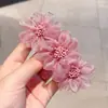 Pinza de Flor de Organza Estilo Coreano Pinza de Primavera Elegante para Parte Trasera de la Cabeza de Mujer Pinza Elegante de un Carácter Múltiples Pinzas para el Cabello Adorno para el Cabello