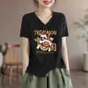 Excedente de comercio exterior transfronterizo tops holgados para mujer, camisetas de manga corta de verano, camisetas de manga corta con diseño de moda