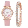 Cinturón de Mujer de Moda Caliente Transfronterizo Reloj de Cuarzo Esfera de Corazón Reloj Casual de Moda para Mujer Pulsera de Reloj Simple