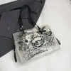 Bolsa Transparente para Mulheres 2026 Nova Moda Primavera e Verão Bolsa de Ombro com Grafite Bolsa Tote de Grande Capacidade Bolsa de Praia para Férias
