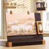 Calendário de mesa com porta-canetas personalizado, novo calendário 2027 estilo vintage de madeira, ornamento criativo, presente corporativo
