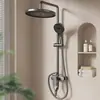 Juego de ducha gris plomo para baños de casa y hotel, cabezal de ducha con función de aumento de presión, mezclador de agua fría y caliente