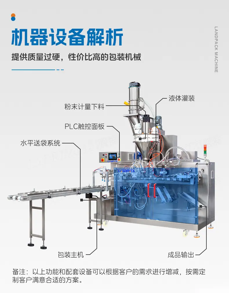 LDSP-260D水平给袋机+充氮气+2个灌装工位+双联袋(