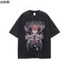 Playeras Americanas Retro al por Mayor Transfronterizas para Hombre y Mujer Manga Corta Verano Tops Holgados Lavados de Alta Gama Ins Trendy High Street