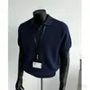 Tejido de canalé verano retro estilo americano desaliñado guapo manga corta estilo camisa polo camiseta de manga corta hombre blanco