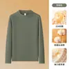 Camiseta Masculina Solona Gola Alta Meia Manga 310g para Outono e Inverno, Escovada para Aquecimento, Camada Base Masculina de Alta Qualidade com Forro de Fleece