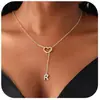 Amazon Transfronterizo Nuevo Diseño Collar con Colgante de Corazón 26 Letras Colgante de Circonita Collar Joyería de Moda Regalo Femenino