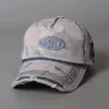 Boné de Beisebol Retro Desgastado Masculino Tendência Bordado Outdoor Casual Aba Curva Chapéu para Todas as Estações
