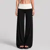 Calça feminina de estilo novo, color block, cintura alta, perna reta, modelagem solta, perna larga, modeladora, levemente flare, para esportes ao ar livre, fitness e yoga, transfronteiriça