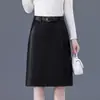 Moderna minifalda casual de cuero, nueva falda de línea A de cintura alta ajustada otoño/invierno 2026, falda lápiz adelgazante y versátil