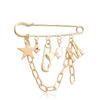Europa y Estados Unidos joyería transfronteriza ins estilo metal borla pin estrella de cinco puntas letra M colgante broche accesorios mujeres