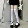 Meias Longas JK de Veludo Branco Estilo Japonês Pura Desejo Acima do Joelho Verão Finas Longas Afinando a Coxa Meias com Laço Off-Shoulder