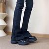 Mocassins Pretos de Couro Fosco Estilo Francês para Mulheres, Novo Modelo 2026, Sapatos de Corte Profundo, Versáteis para o Dia a Dia, Sapatos de Couro com Sola Grossa e Salto Bloco
