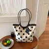 Bolsa de Bolinhas para Mulheres 2026 Novo Modelo: Bolsa Tote Casual Popular para Aula e Trabalho, Bolsa de Ombro de Grande Capacidade
