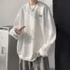 Moletom texturizado de gola redonda para homens, top jacquard texturizado de marca da moda para outono e inverno, top casual solto para adolescentes