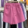 Shorts Jeans Largos de Cintura Alta Roxos Redutores de Idade Estilo Hong Kong Verão 2023 Laváveis com Algodão Estudante Jeans Soltos de Cinco Pontos Casuais