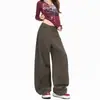 Pantalones anchos de pierna recta con corte curvo, estilo americano retro de principios de otoño, pantalones vaqueros casuales de trabajo largos hasta el suelo para mujer, Yichun