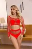 Bikini Sexy Ropa Íntima Body Exportación Transfronteriza Europea y Americana Manga Larga Dos Piezas Ropa de Malla Falda para Cadera W476