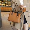 Togo piel de vaca de primera capa bandolera de gran capacidad para mujer bolsa de compras sencilla y moderna para mujer multicompartimento contraste de color