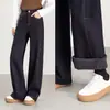 Jeans de Pernas Largas, Corte Estreito, Espesso, Macio, Quente, Forrado com Fleece para Mulheres, Novo Estilo Inverno 2026, Calça Longa que Não Desbota