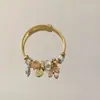 Pulseira Panjia Dora de Aço Inoxidável Cruzada Amor Geométrico Diamante Pequena Fresca Versátil com Contas para Mulheres