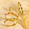 Bestseller transfronterizo europeo y americano juego de tres piezas de diamante cuadrado de una sola fila acero de titanio acero inoxidable oro de 18k pulsera de tres diamantes que no se decolora para mujer