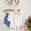 Ai Le Rabbit 2023 Verano Nuevo Conjunto para Niñas Lindo Camisa de Solapa Bordada Más Shorts de Mezclilla Conjunto de Dos Piezas