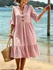 Vestido de Férias Curto com Gola V, Bolinhas e Manga Bufante - Lançamento Primavera/Verão 2026 Amazon Europeu e Americano Transfronteiriço