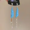 Brincos Pingente de Corrente com Franja de Cristal Quadrado de Zircônia Agulha de Prata Elegantes Brincos Elegantes Luxo Acessível Brincos de Ponta para Mulheres
