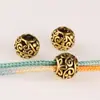 Prata Antiga 10mm Furo Grande Contas Vazadas Contas Espaçadoras Redondas Retro Acessórios DIY Liga Bola Oca Contas Soltas Acessórios para Joias