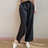 Pantalones Casuales de Lino Algodón Seda de Hielo Nuevos de Primavera y Verano 2025 para Mujer, Color Sólido, Cintura Alta, Caída de Alta Gama, Plisados de Pierna Ancha