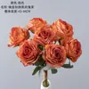 Ramo Rosa Quemado en el Espejo, Flores Artificiales Estilo Ins para Decoración del Hogar, Venta al por Mayor de Bodas Transfronterizas, Fabricante de Flores Artificiales