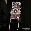 Funda de teléfono de gato con estampado de leopardo para Apple 17 Pro Max, iPhone 15 con cordón en las cuatro esquinas, 16 con soporte, 14 con correa cruzada para mujer