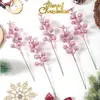 12/15 peças de decorações de Natal, incluindo glitter dourado, bagas coloridas e enfeites de árvore de Natal de espuma que não soltam glitter, para criar uma atmosfera festiva
