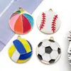 Colgante de Aleación con Goteo de Aceite de Fútbol Voleibol Baloncesto Béisbol Llavero Hecho a Mano DIY Accesorios para Pendientes