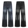 K5605 Moda Retro Americana de Calle Lavado con Bigotes Diseño Unisex Jeans Acampanados Casuales para Hombre