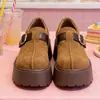 Zapatos Casuales Retro para Mujer Estilo Birkenstock, de Gamuza, con Suela Gruesa, Hebilla de Cinturón, Plataforma que Aumenta la Altura, Versátiles y a la Moda, de Cobertura Completa
