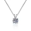 Colar Ins Estilo Coreano Cor D Moissanita de 1 Quilate Corrente para Clavícula, Estilo Minimalista, Banhado a Ouro 18K, Clássico com Quatro Garras Prata de Lei S925
