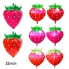 Globo de Fresa Estéreo Nuevo Producto Transfronterizo de 22 Pulgadas 4D Cuatro Lados Artificial Fresa Globo Flotante Decoración de Fiesta de Frutas Aire