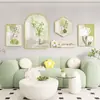 Sala de Estar Nórdica Sofá Parede de Fundo Decoração Pintura Estilo Creme Fresco Pendurado Quadro Floral Pastoral Pendurado na Parede Combinação Mural