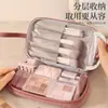 Nova Bolsa de Maquiagem Fashion, Grande Capacidade, Bolsa Portátil para Armazenamento de Cosméticos, Necessaire de Viagem de Camada Dupla